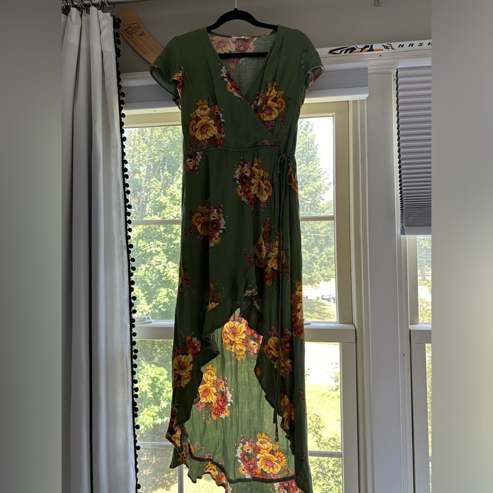 Altar’d State High Low Green Floral Dress